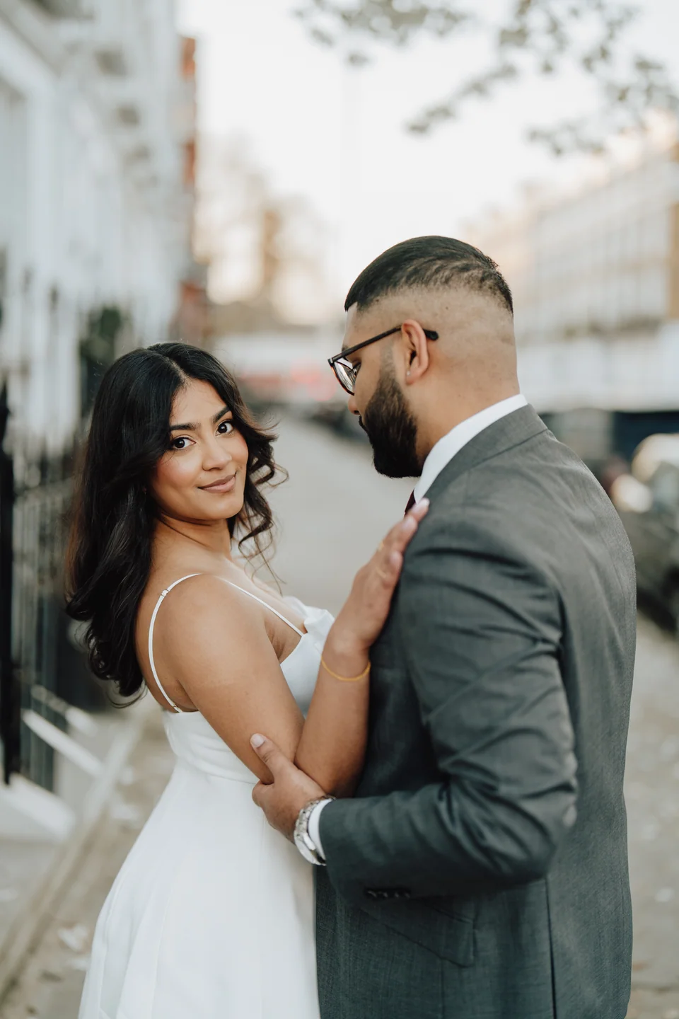 A close embrace on a city street